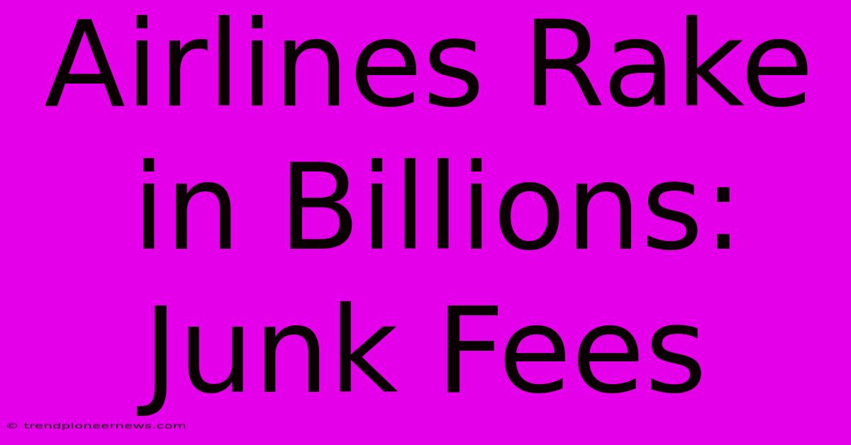 Airlines Rake In Billions: Junk Fees