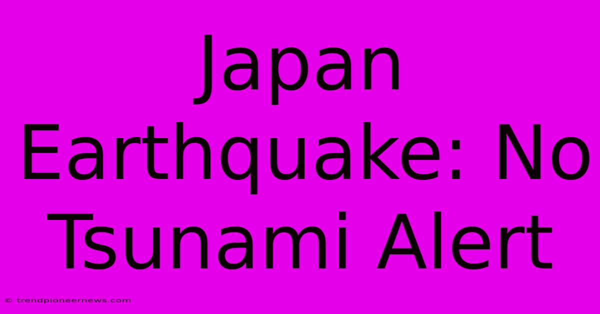 Japan Earthquake: No Tsunami Alert