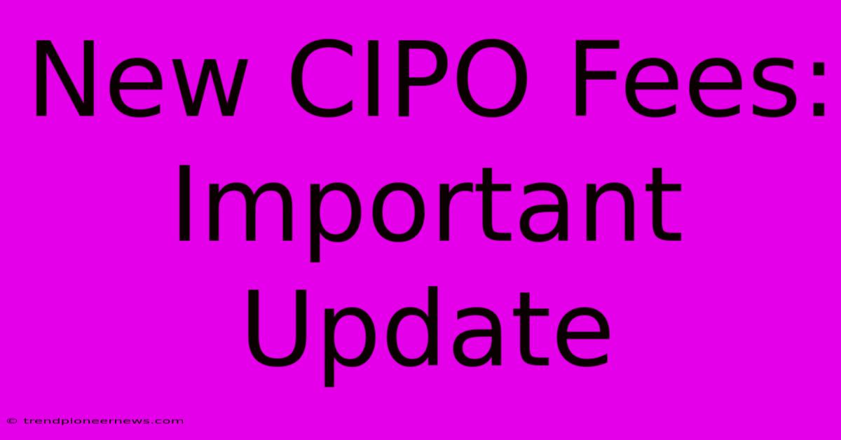 New CIPO Fees: Important Update